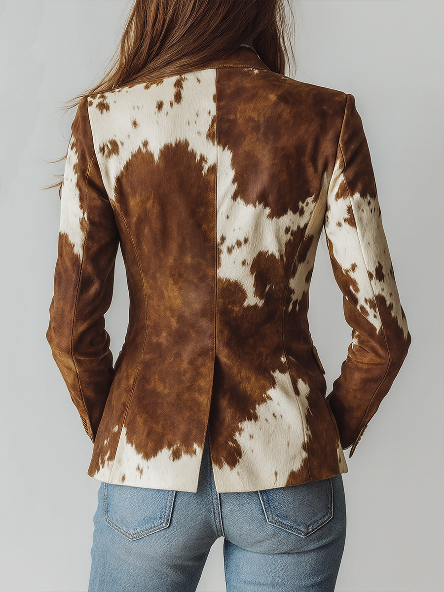 Nora | Vintage-blazer med ko-mønster