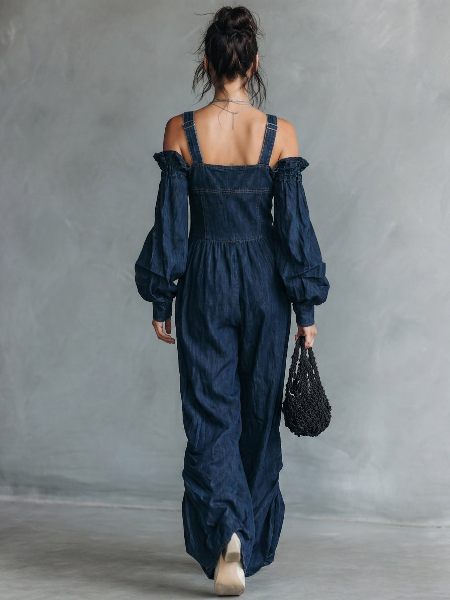 Vera | Afslappet denim-jumpsuit med lange ærmer