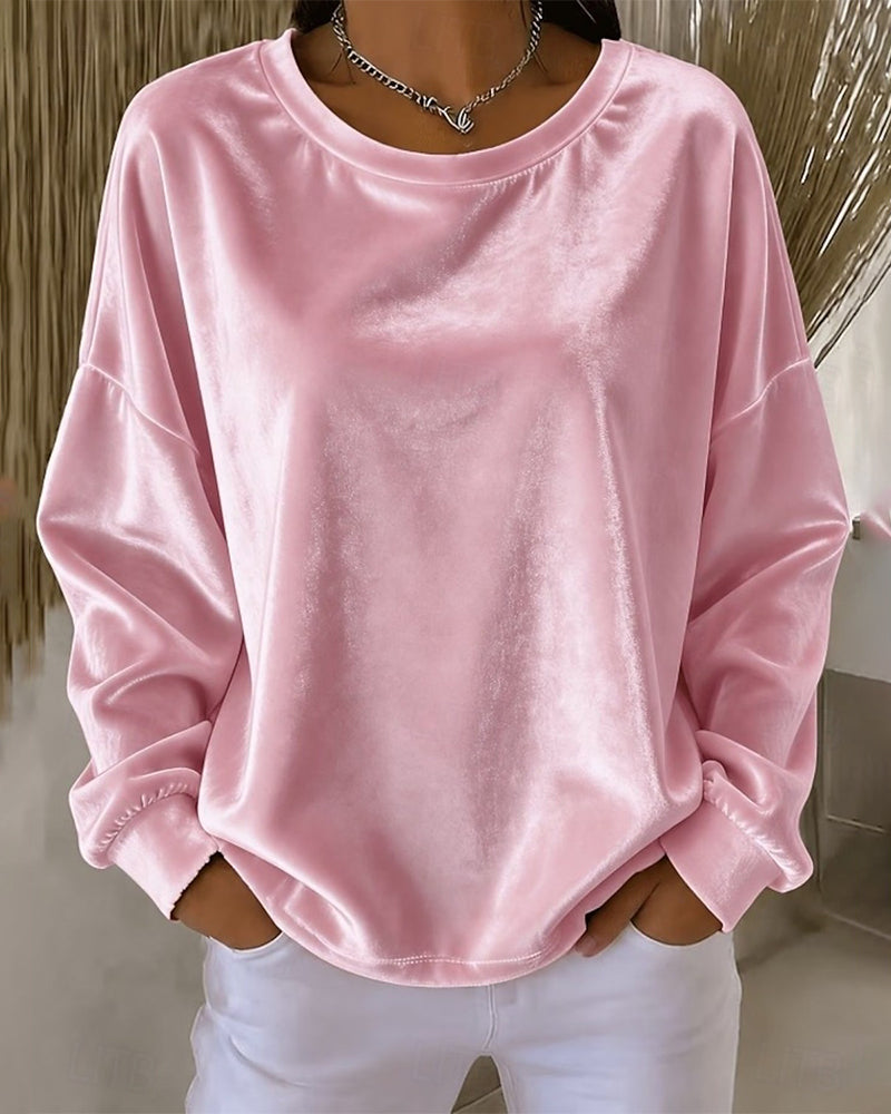 Astrid | Afslappet bluse med rund hals og drop shoulder