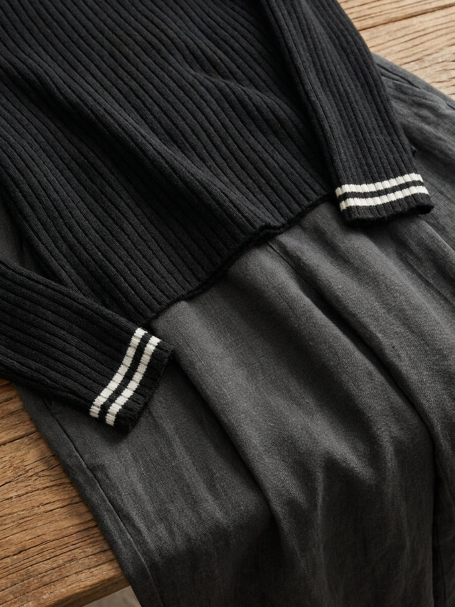 Dina | Afslappet strikket sweater- og buksesæt med vide bukser