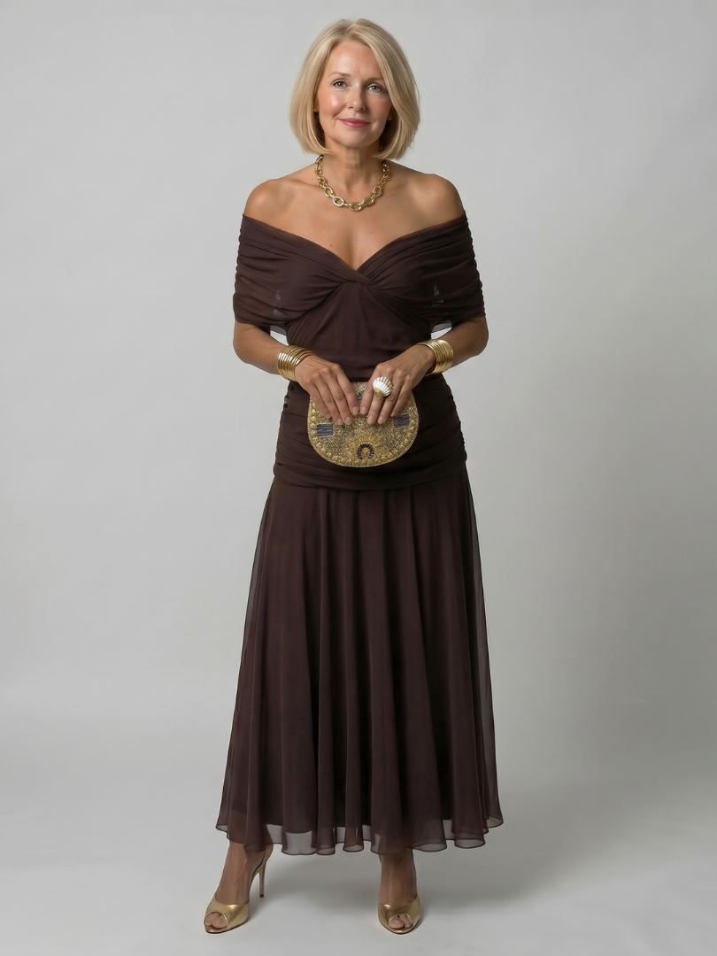 Calen | Luftig off-shoulder midikjole