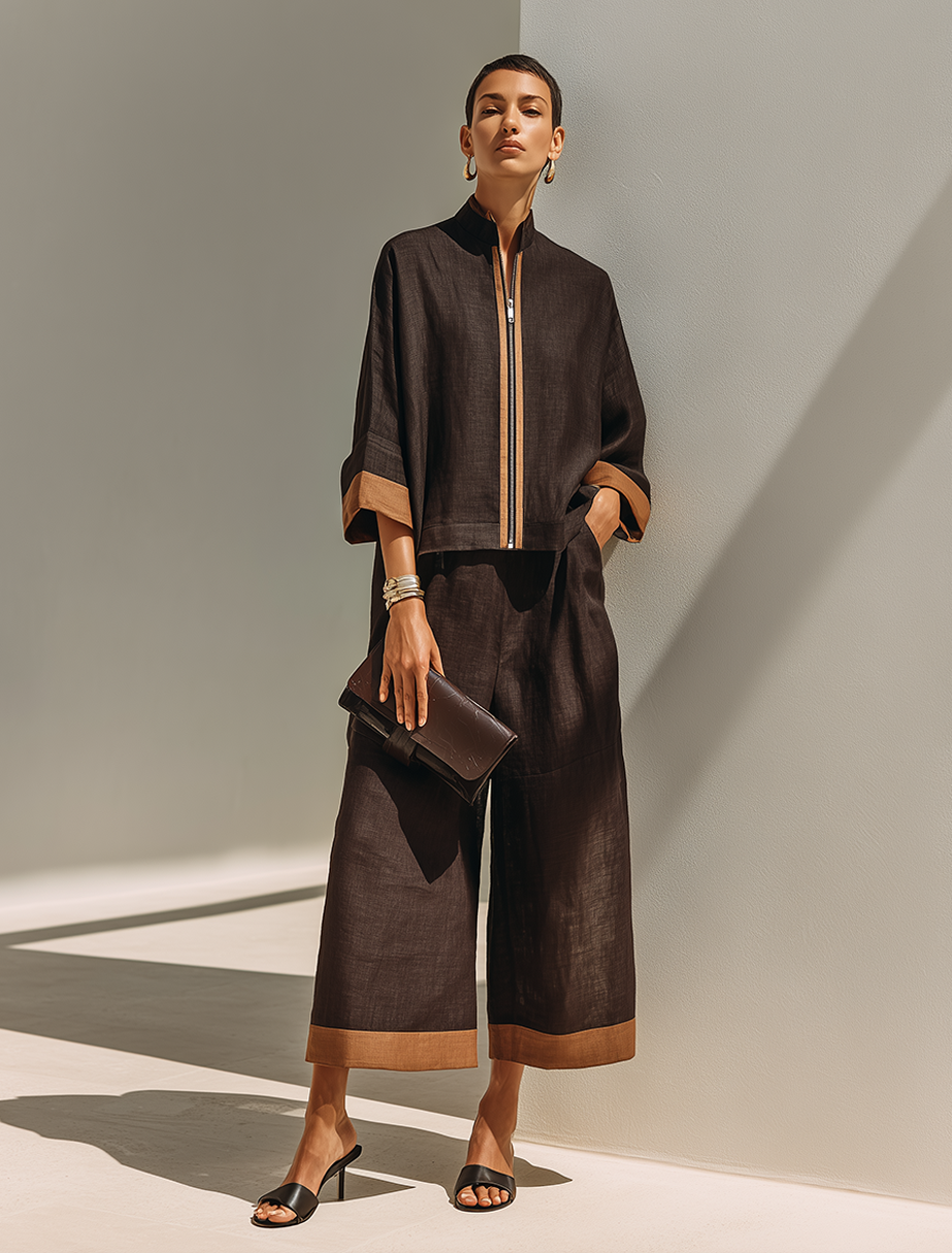 Birgitte | linnedlook top- og buksesæt