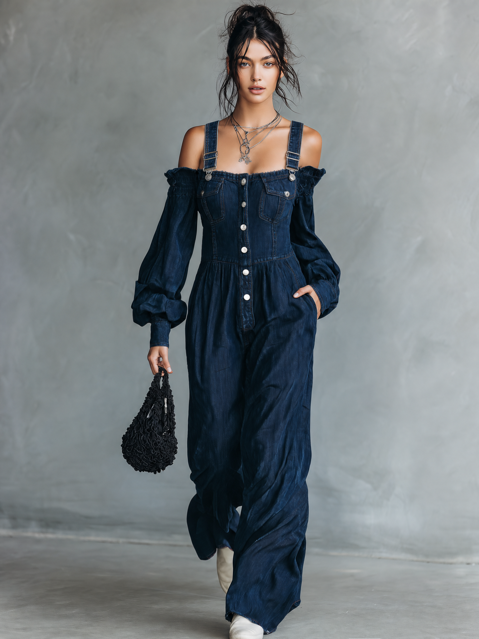 Vera | Afslappet denim-jumpsuit med lange ærmer