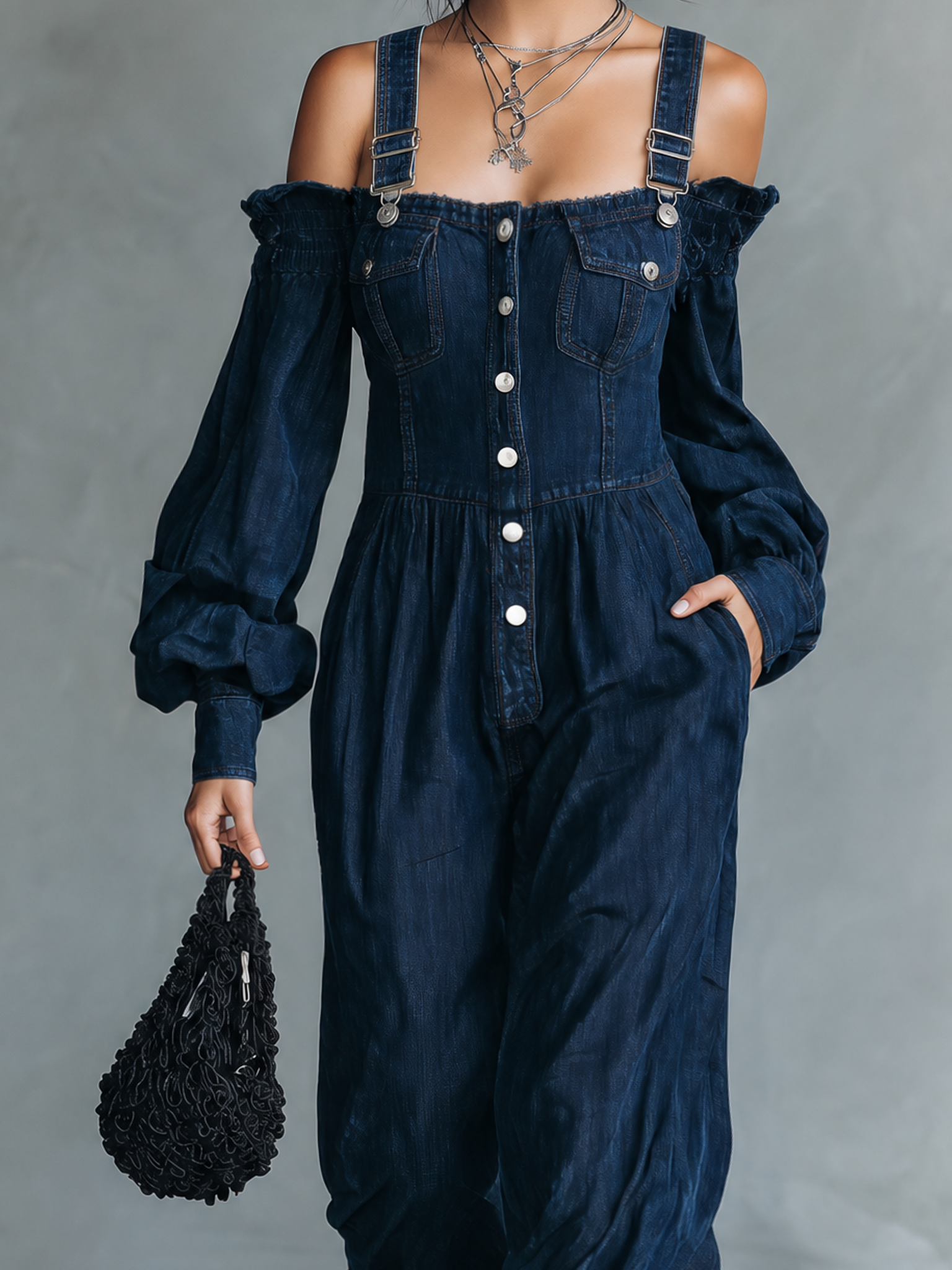 Vera | Afslappet denim-jumpsuit med lange ærmer