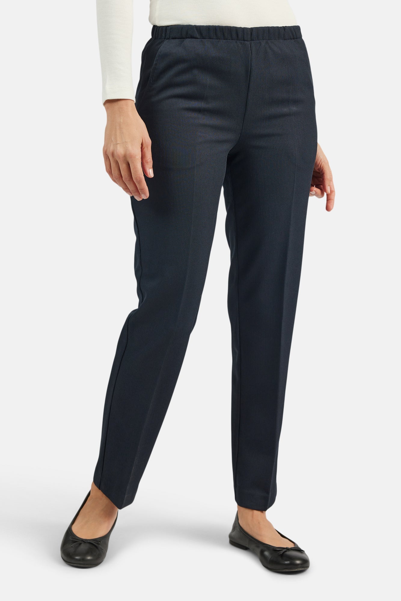 Anna Bukser - Navy - Regular Fit - Elastik i Taljen