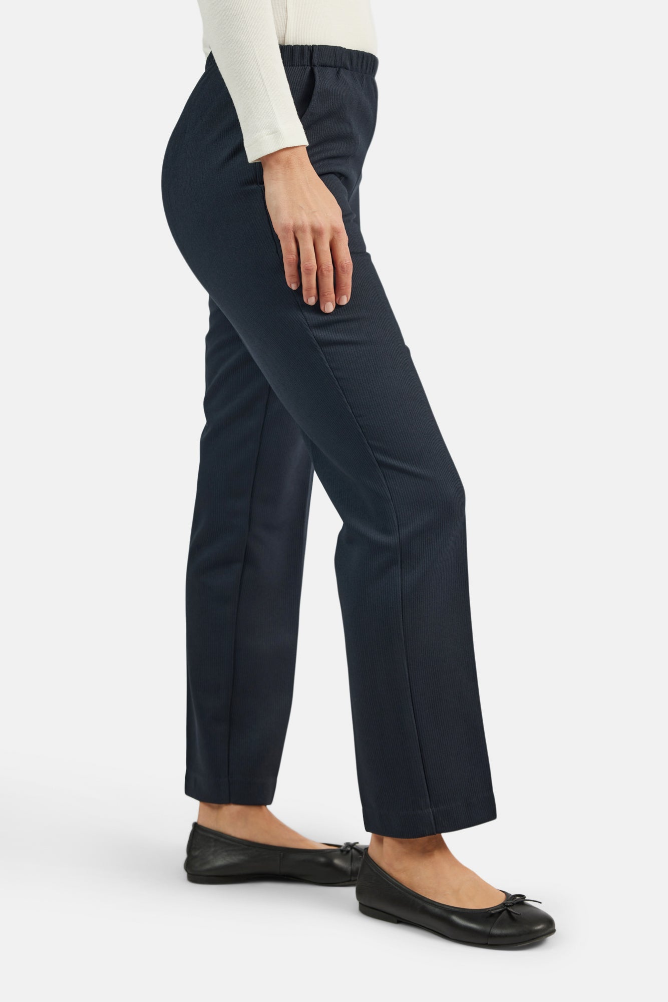 Anna Bukser - Navy - Regular Fit - Elastik i Taljen