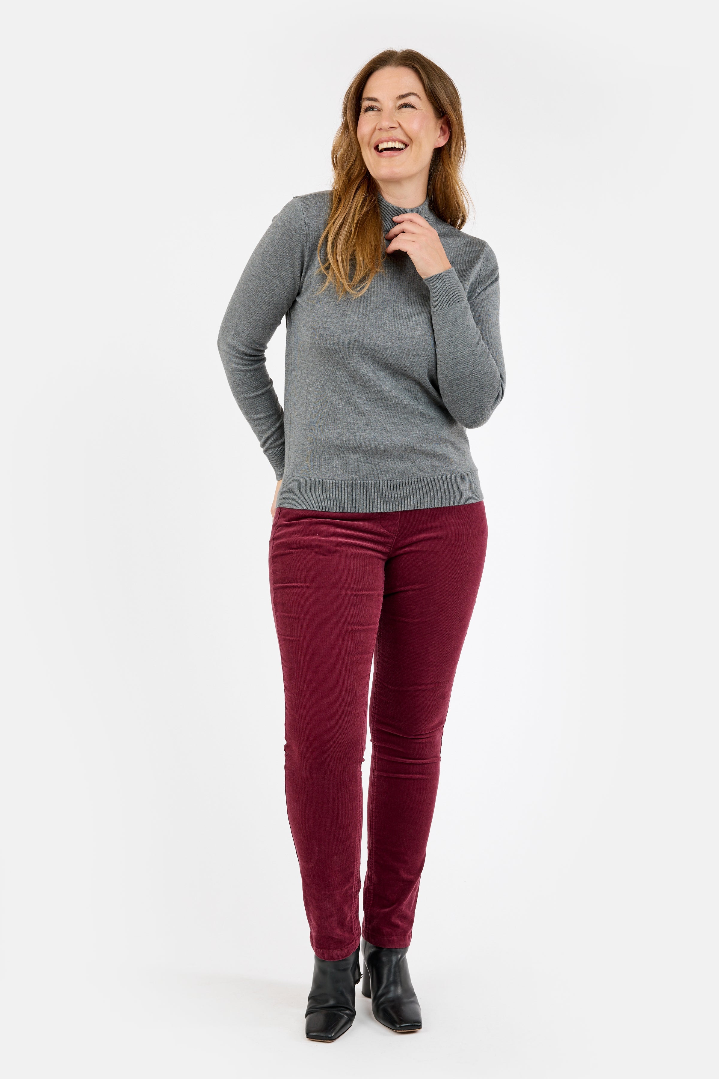 Madelaine Superstretch Jeans - Bordeaux - Straight Fit