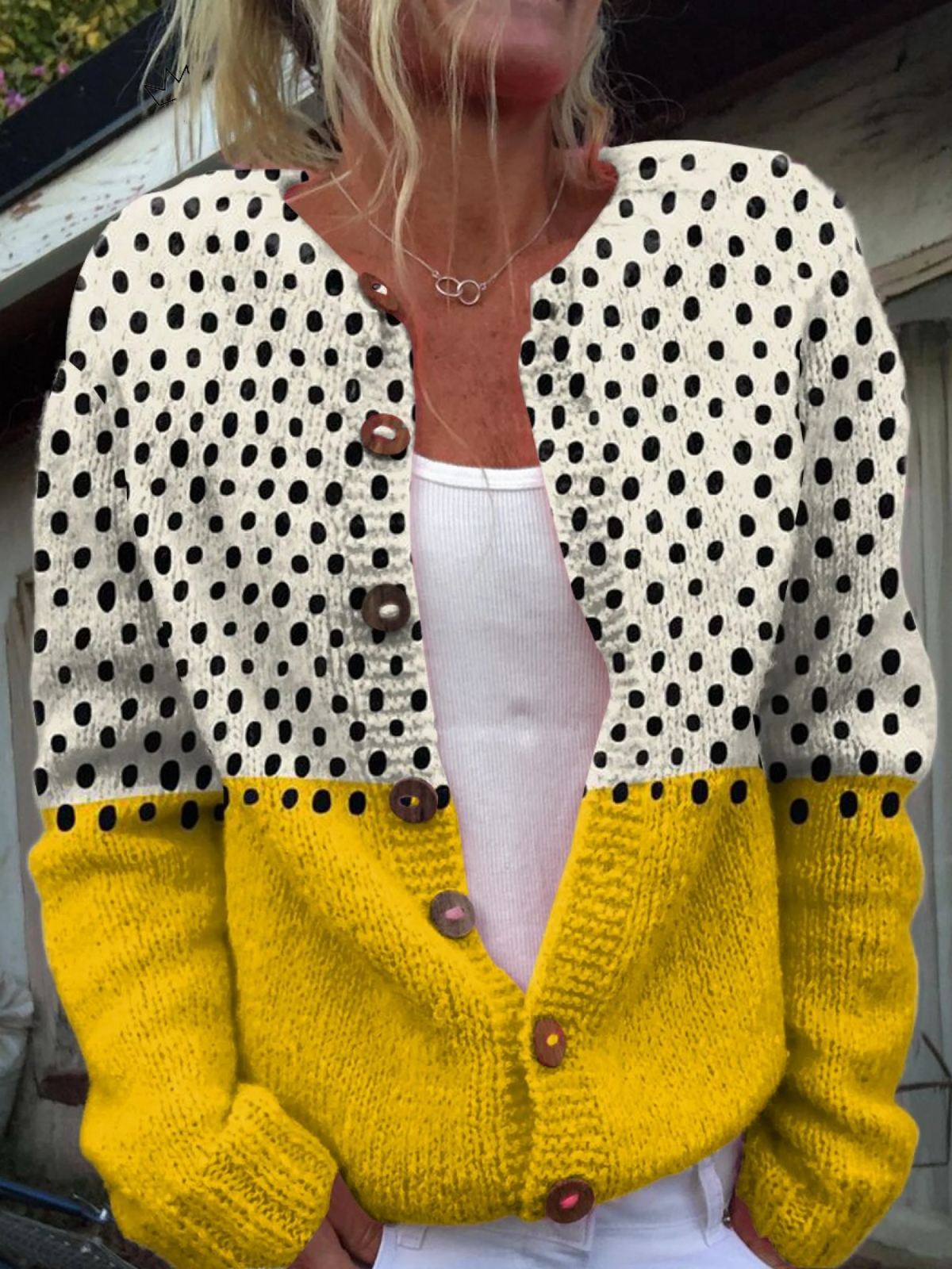 Dagmar | Vintage cardigan med farveblok