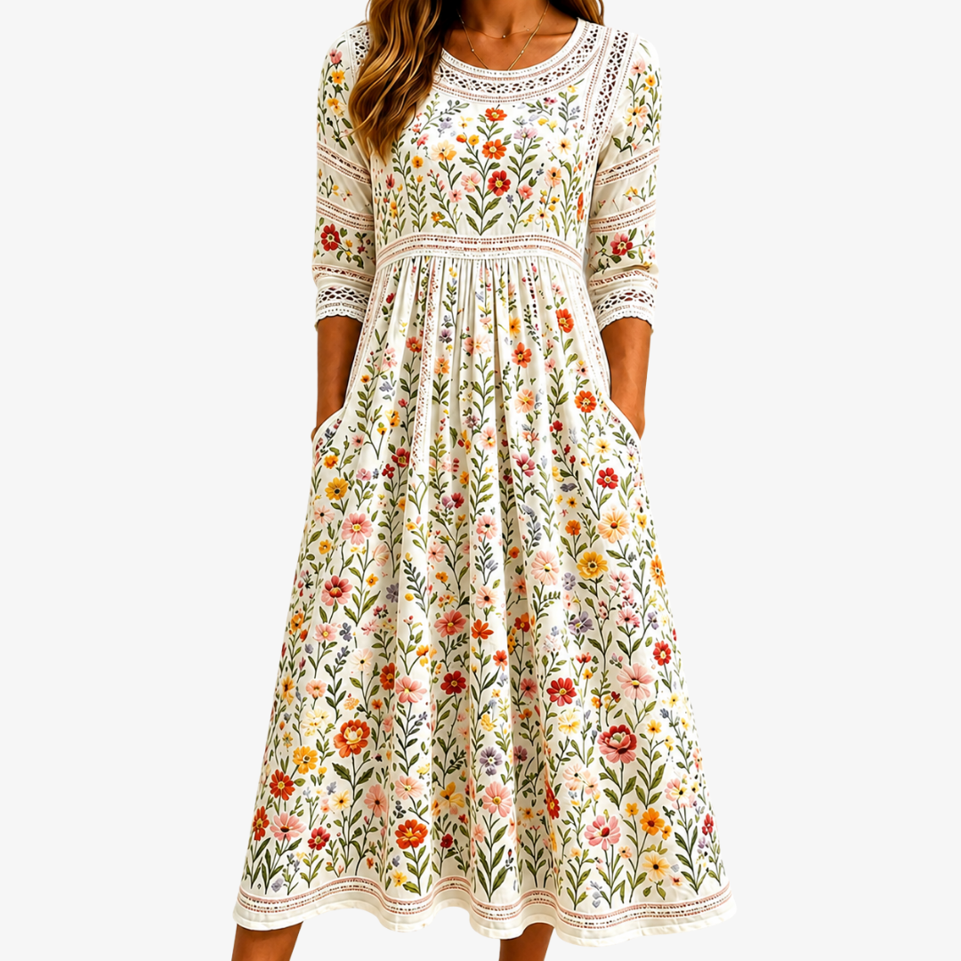 Trendé™ | Wildflower Meadow Midi-Kleid mit Wildblumenmotiv