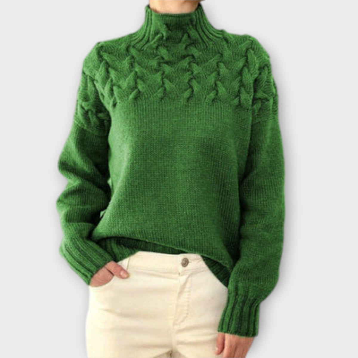 Reema™ - Blød damepullover med fletstrik