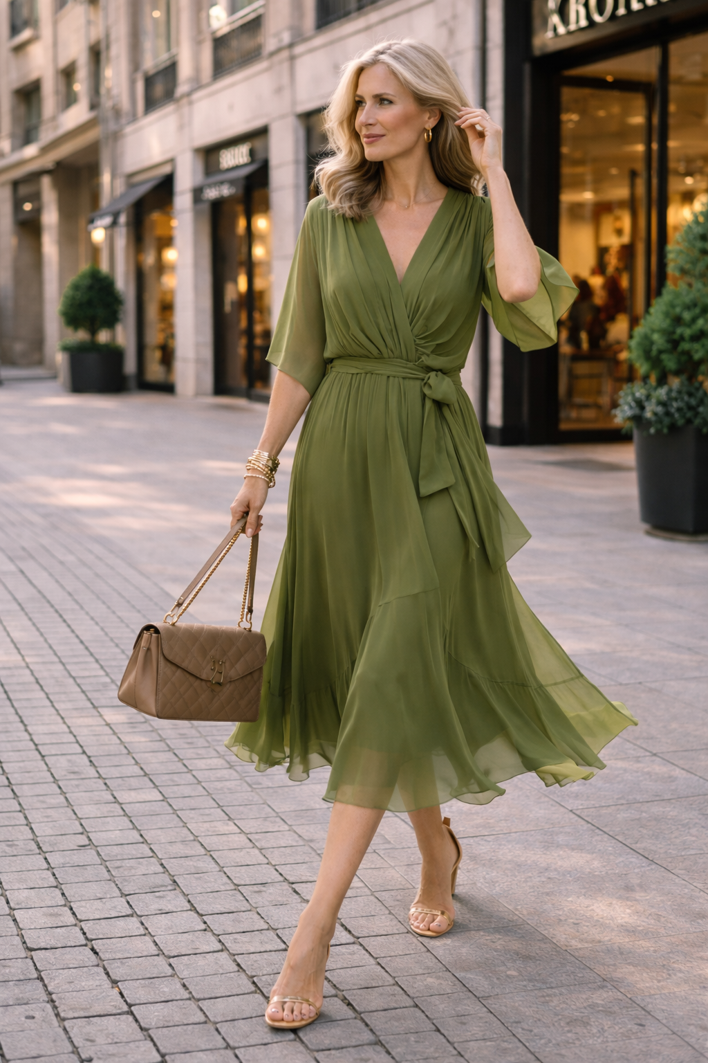 Freja | Let chiffon-sommerkjole med V-udskæring