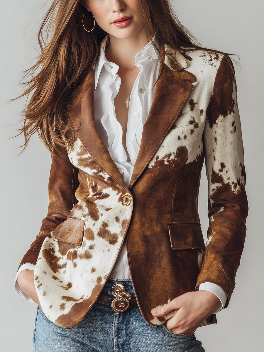 Nora | Vintage-blazer med ko-mønster