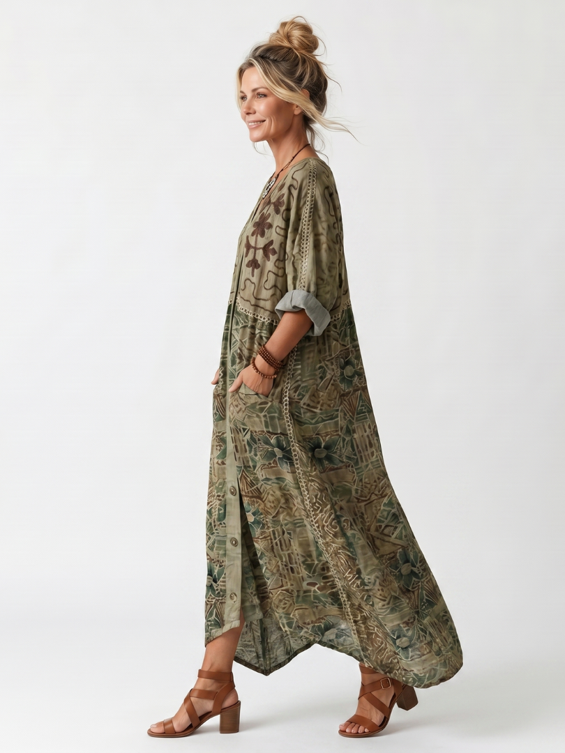 Aleta | Oversized midikjole med knaplukning og lommer
