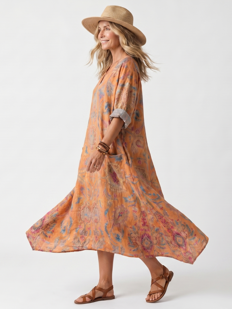 Remi | Printet oversized midikjole med lommer