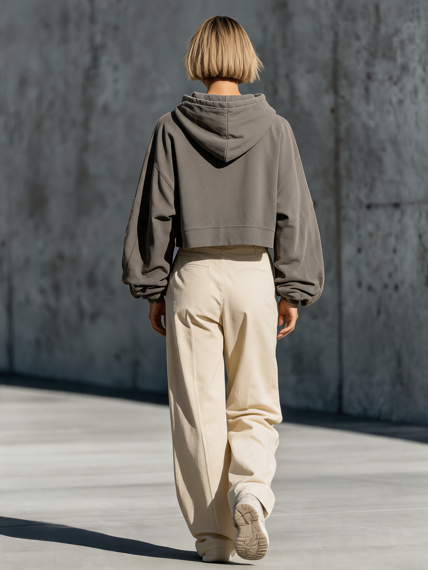 Carla | Blonde hoodie- og buksesæt med vide bukser