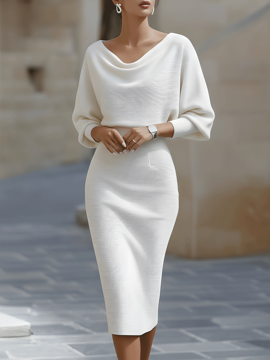 Amalia | Draperet midi-pencilkjole