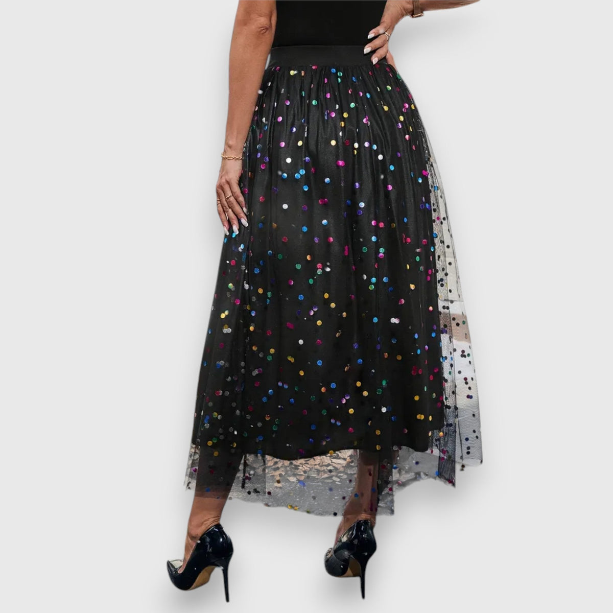 Darla™- Farverig polka dot nederdel