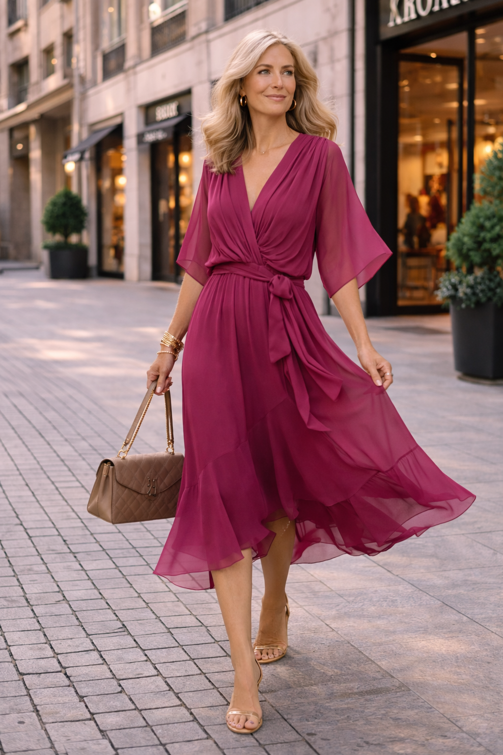 Freja | Let chiffon-sommerkjole med V-udskæring