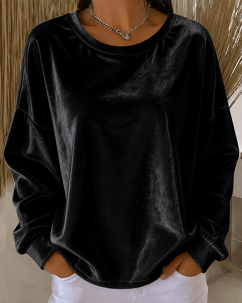 Astrid | Afslappet bluse med rund hals og drop shoulder