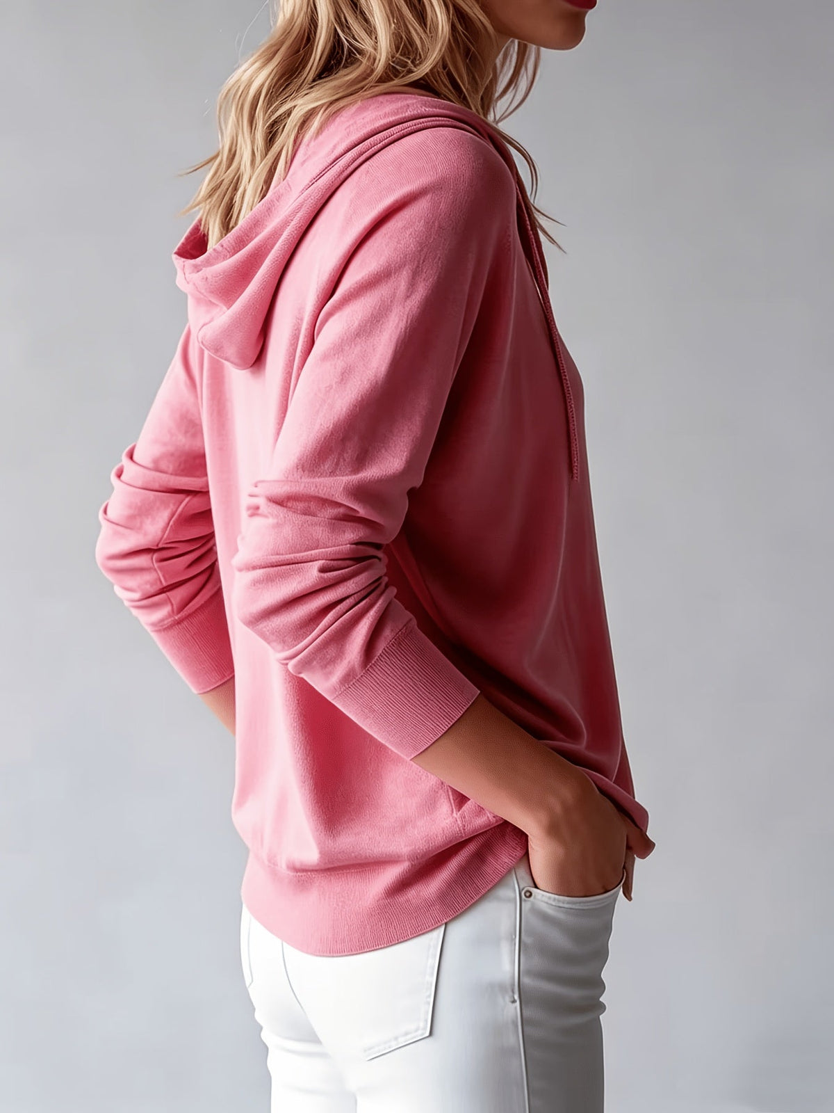 Ida | Rosa cardigan med hætte og knapper
