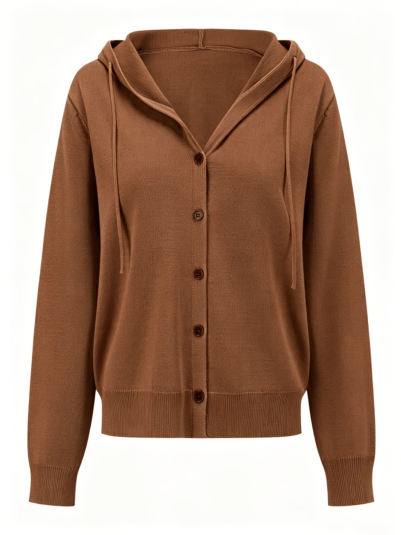 Sofie | Cappuccino cardigan med hætte og knapper