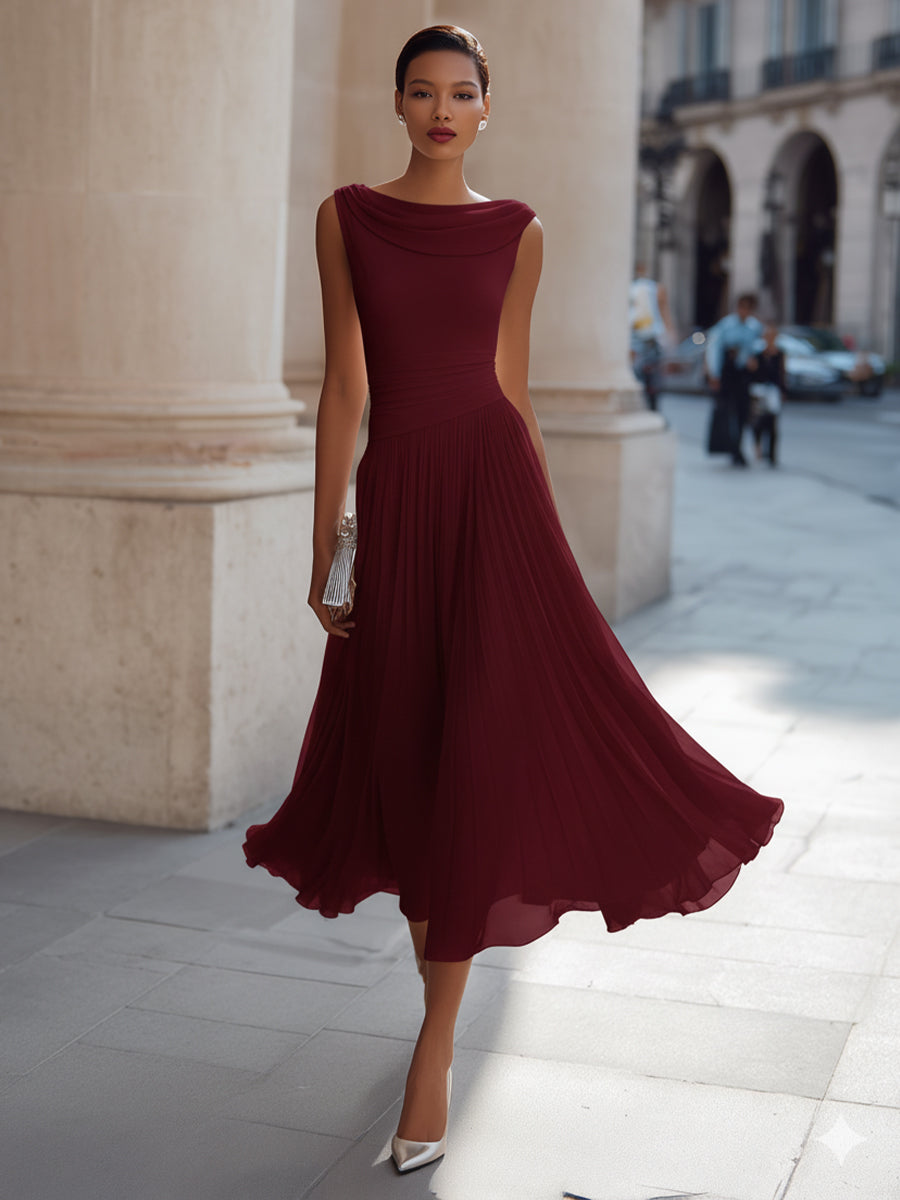 Mirella | Elegant plisseret midikjole