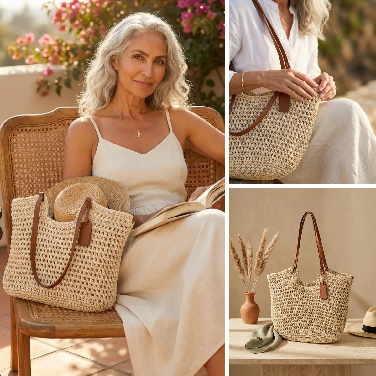 Isolde – Flettet shopper med geometrisk mønster