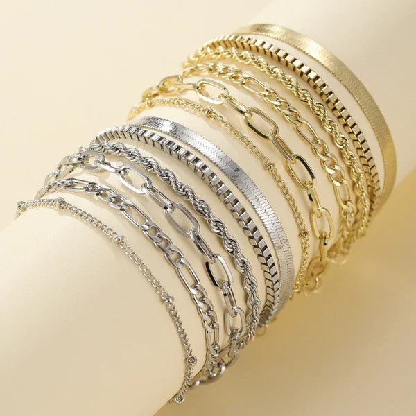 Armbåndssæt i 5 dele i guld