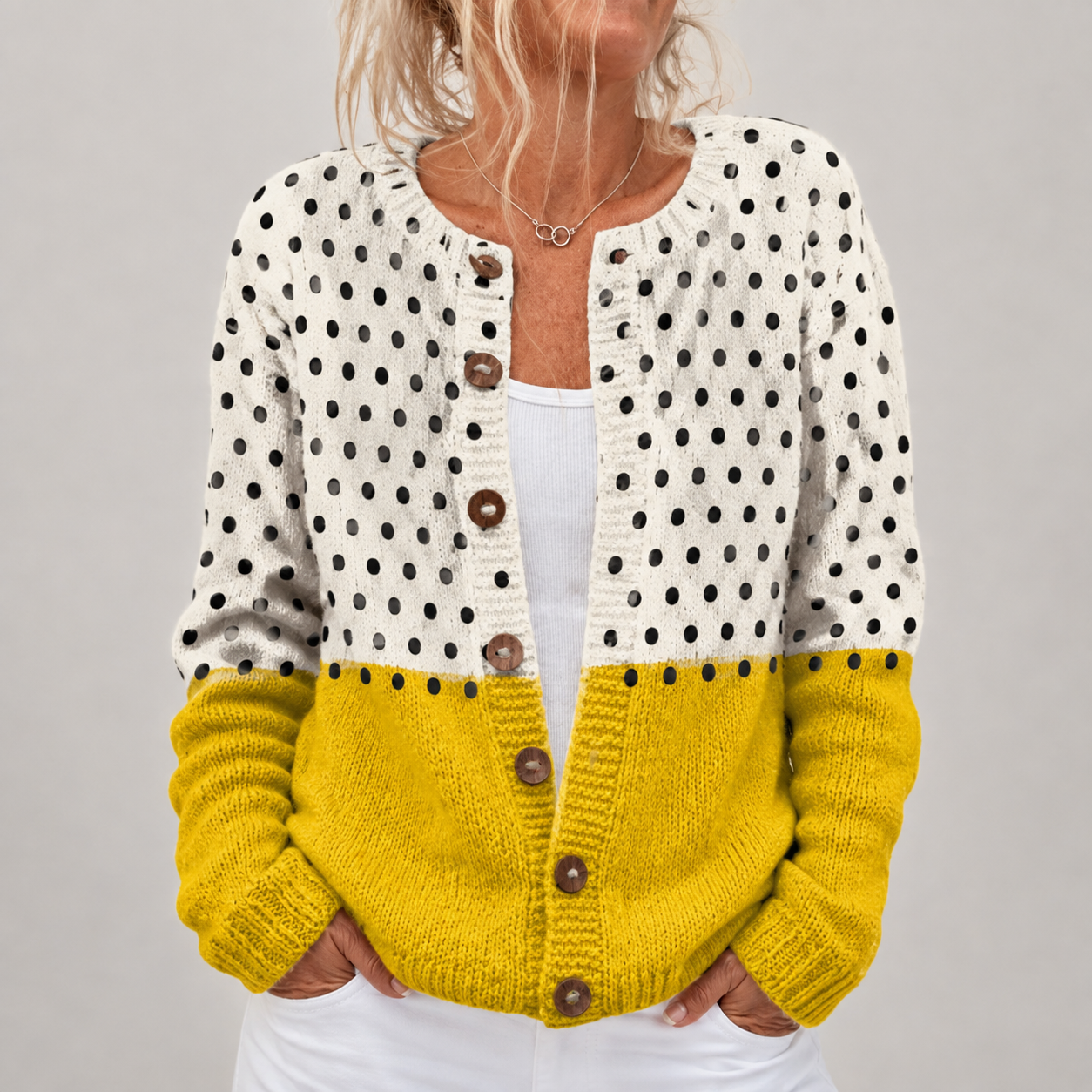 Dagmar | Vintage cardigan med farveblok