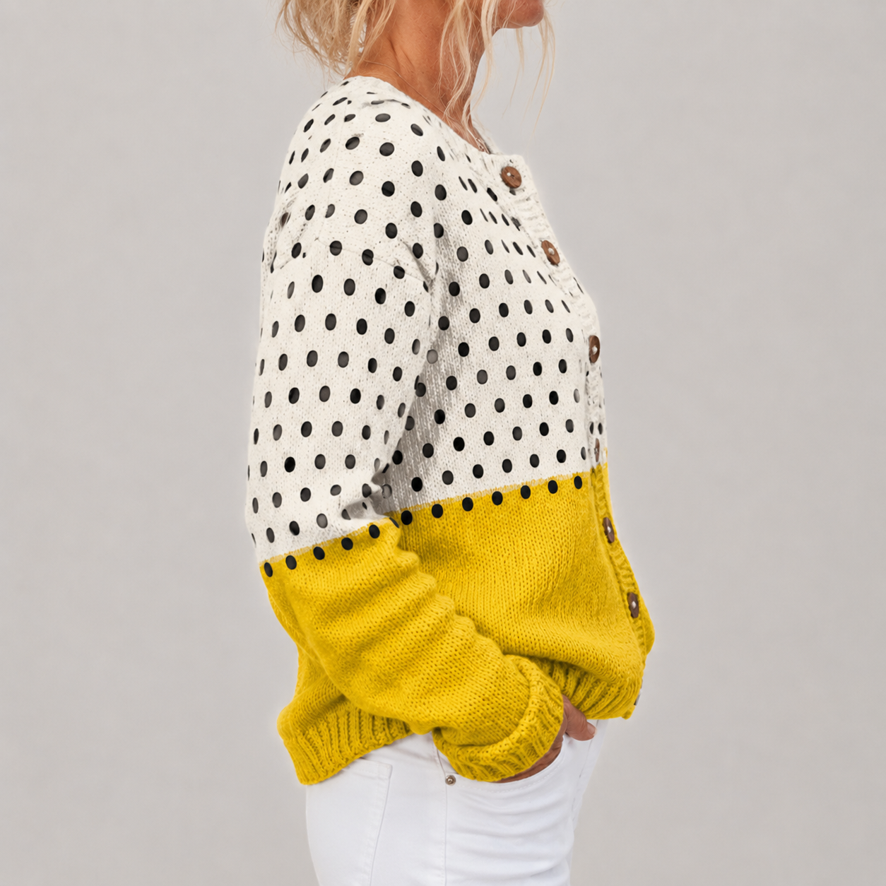 Dagmar | Vintage cardigan med farveblok