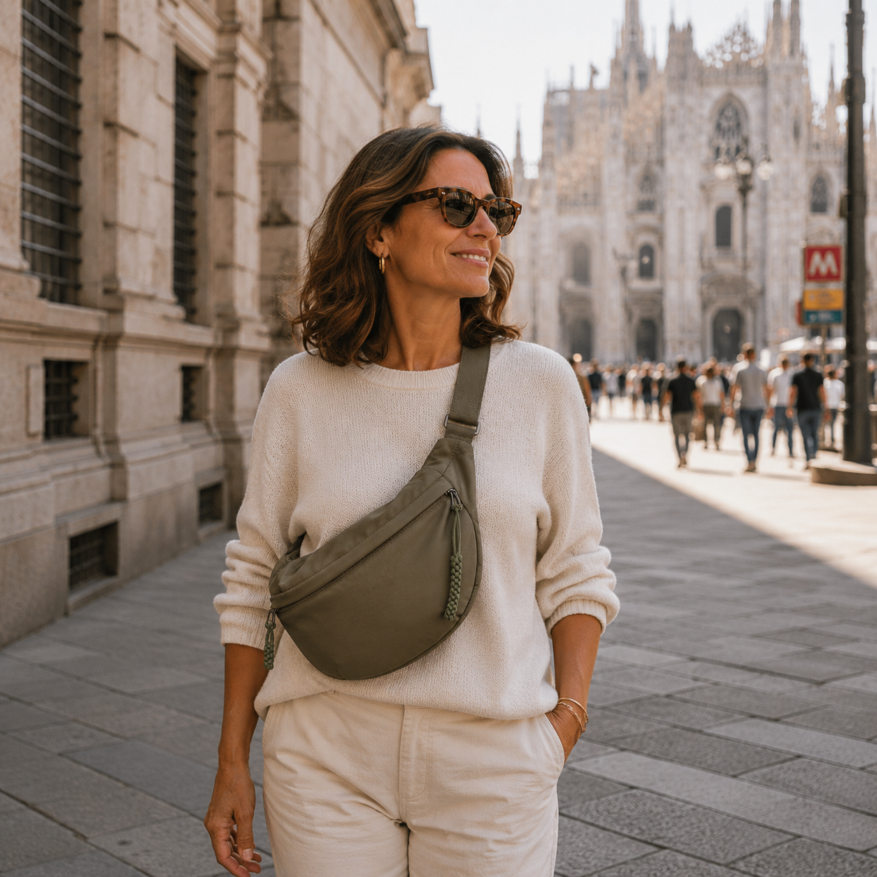 Olivia | Olivengrøn crossbody-taske med justerbar rem