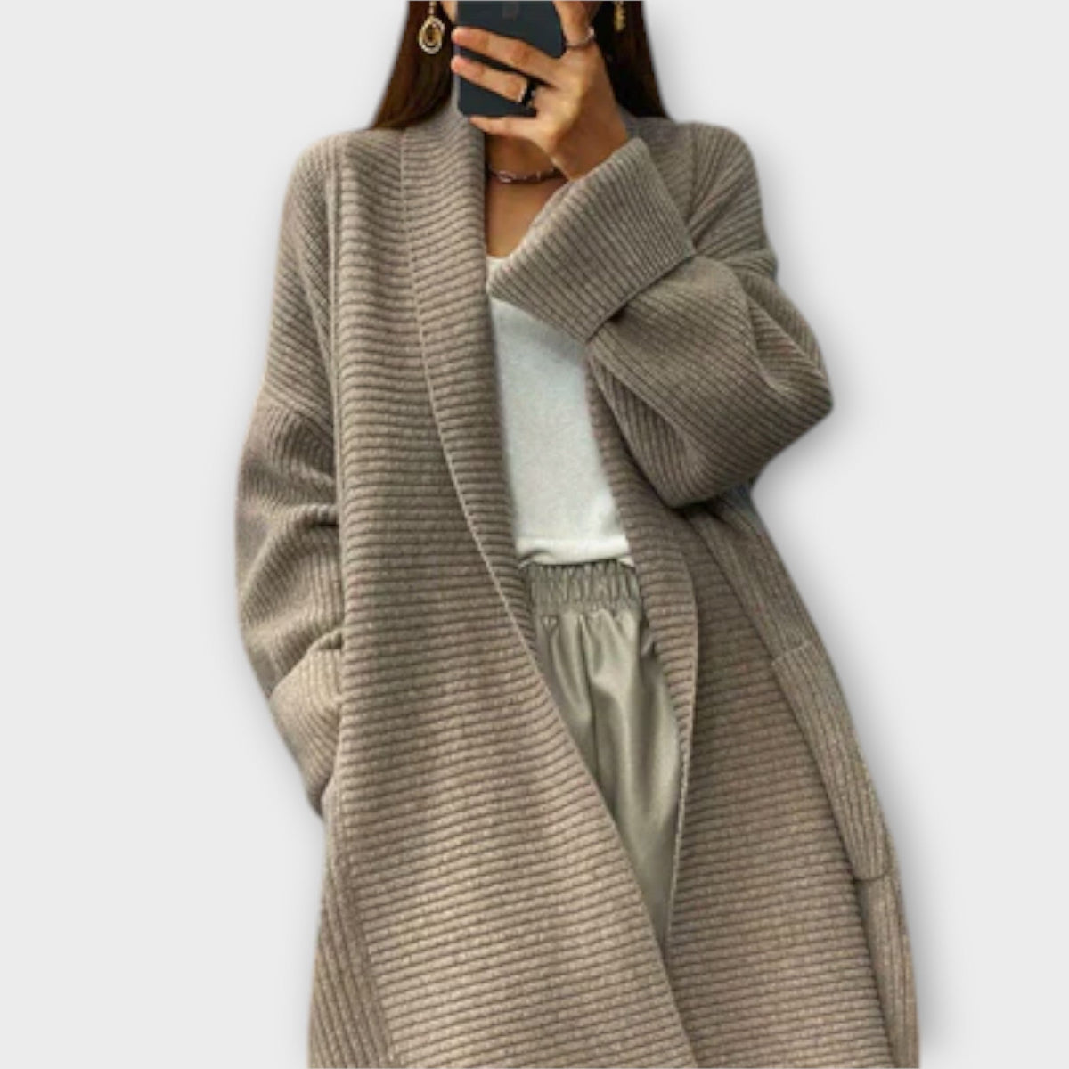 Femia™ - Elegant lang strikcardigan