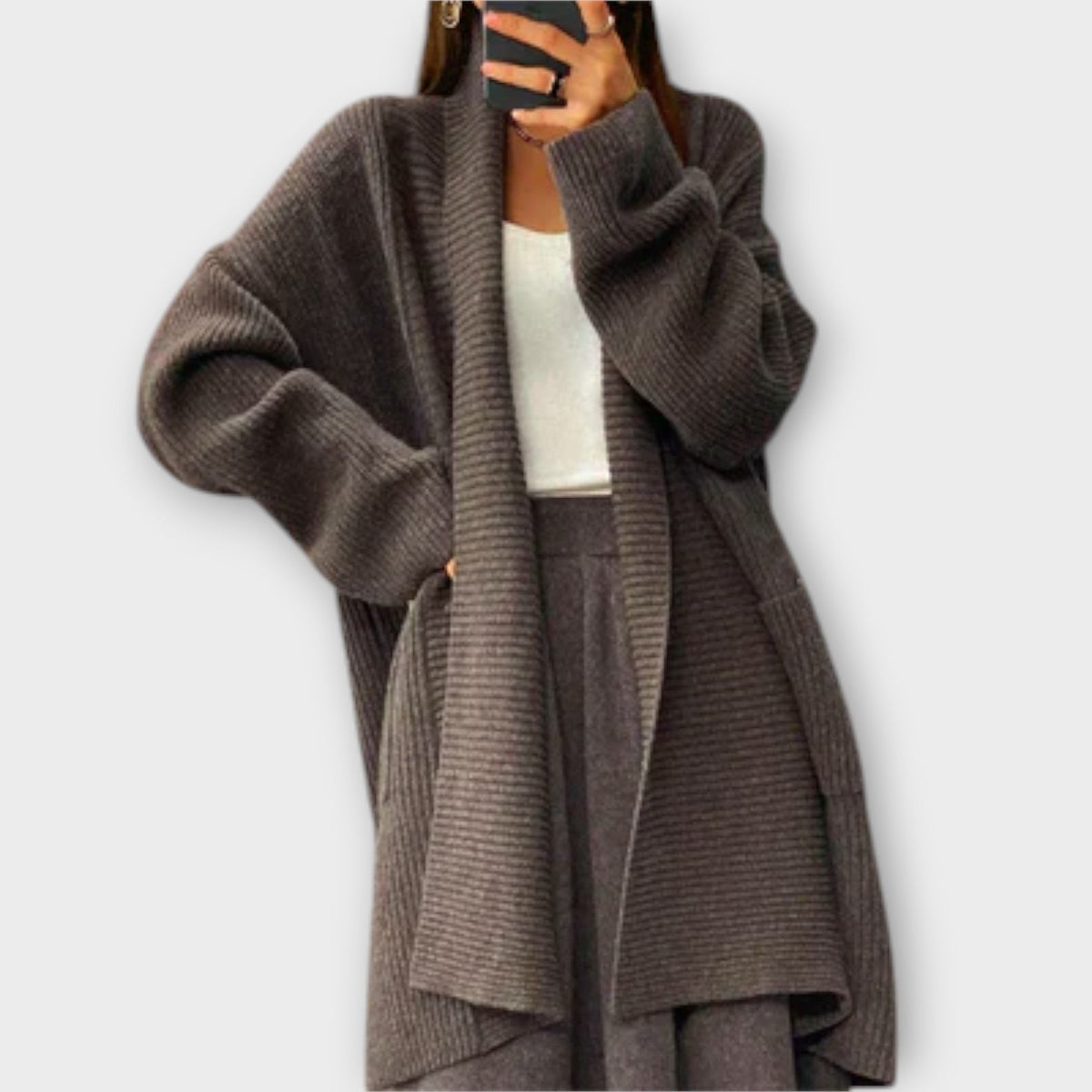 Femia™ - Elegant lang strikcardigan