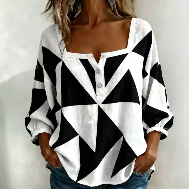 Frida | Afslappet geometrisk bluse
