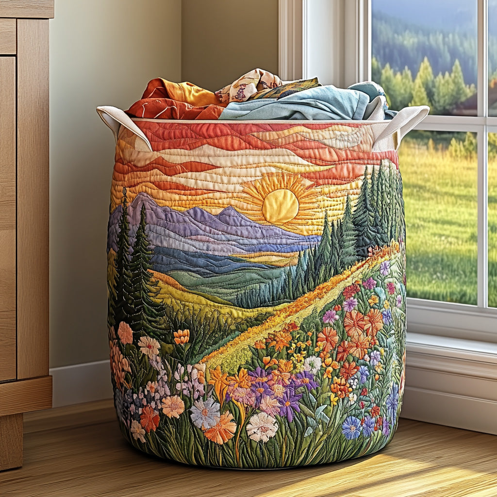 Gloria | Quiltet vasketøjskurv med blomstermotiv