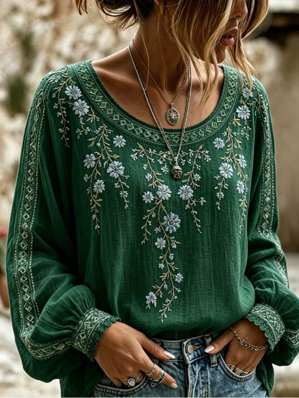Wilma | Bluse med blomsterbroderi