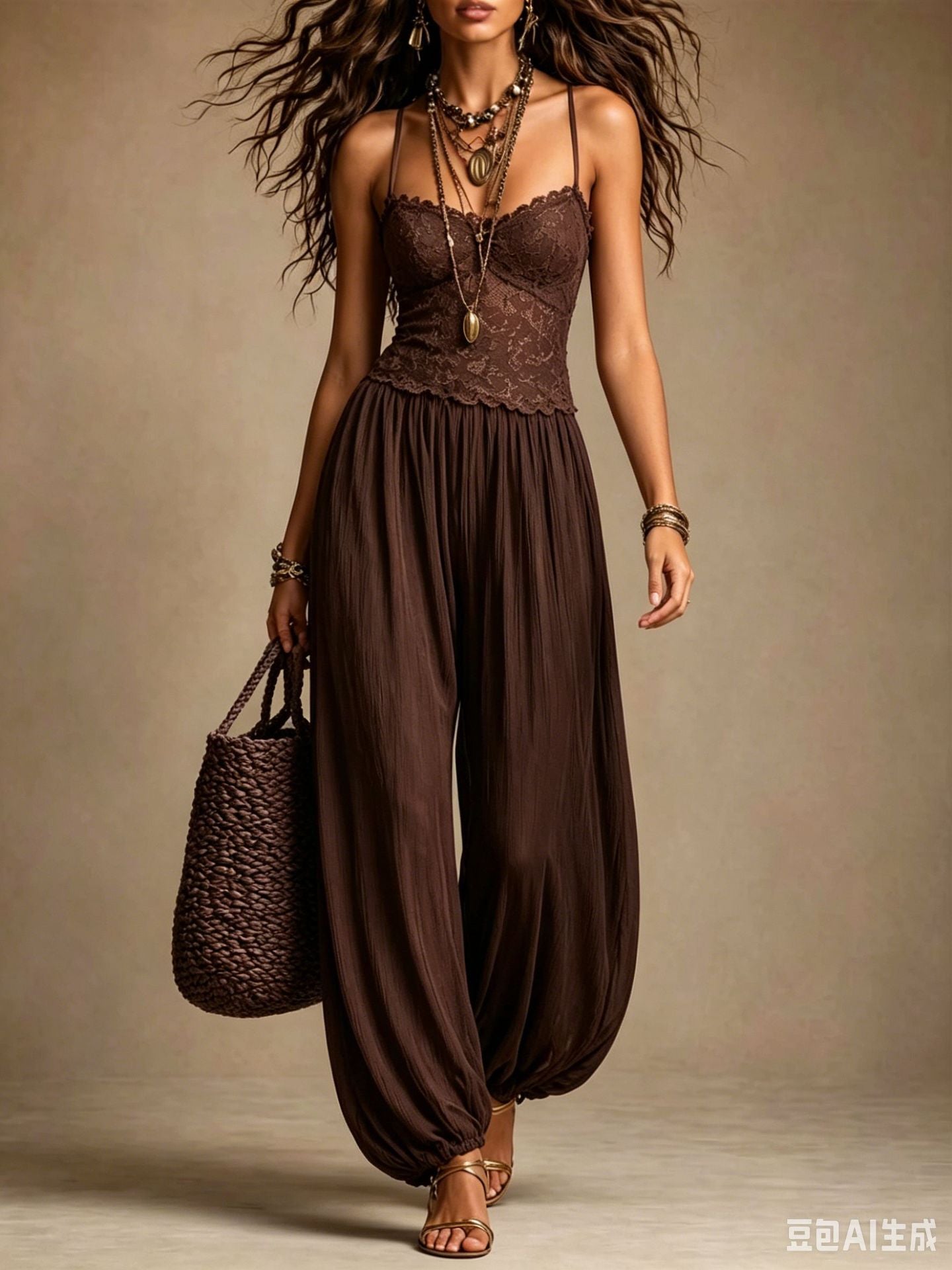 Laia – Jumpsuit med halterneck og blonder