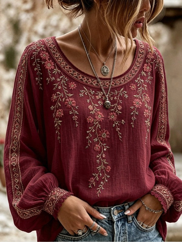 Wilma | Bluse med blomsterbroderi
