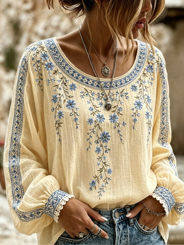 Wilma | Bluse med blomsterbroderi