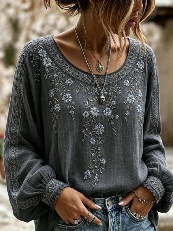 Wilma | Bluse med blomsterbroderi