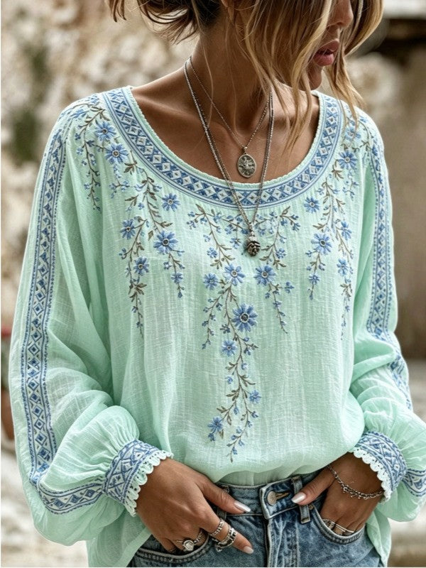 Wilma | Bluse med blomsterbroderi