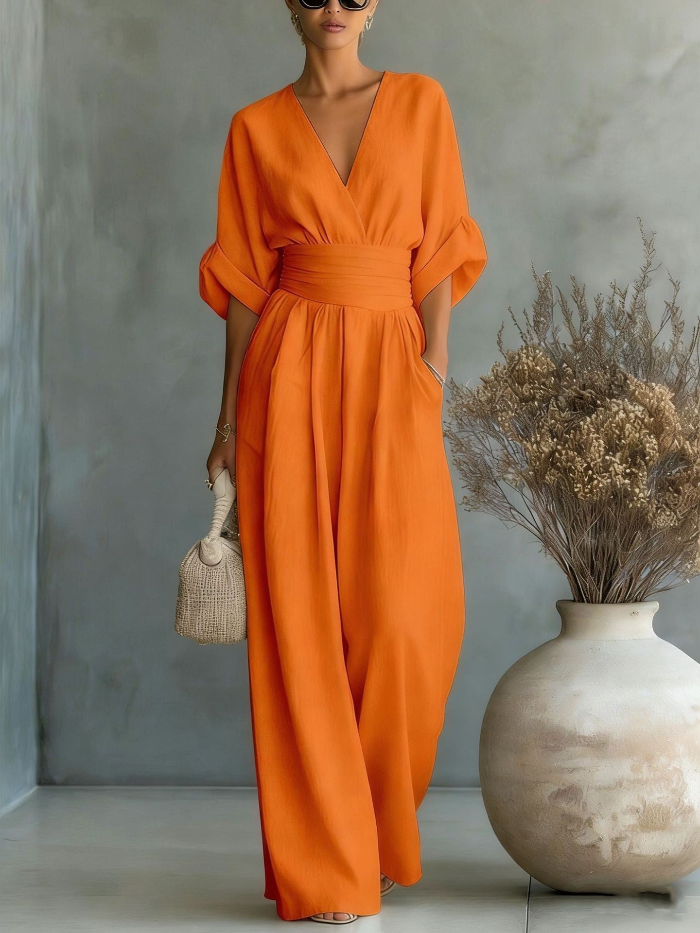 Gerika – Elegant jumpsuit med slå-om-front