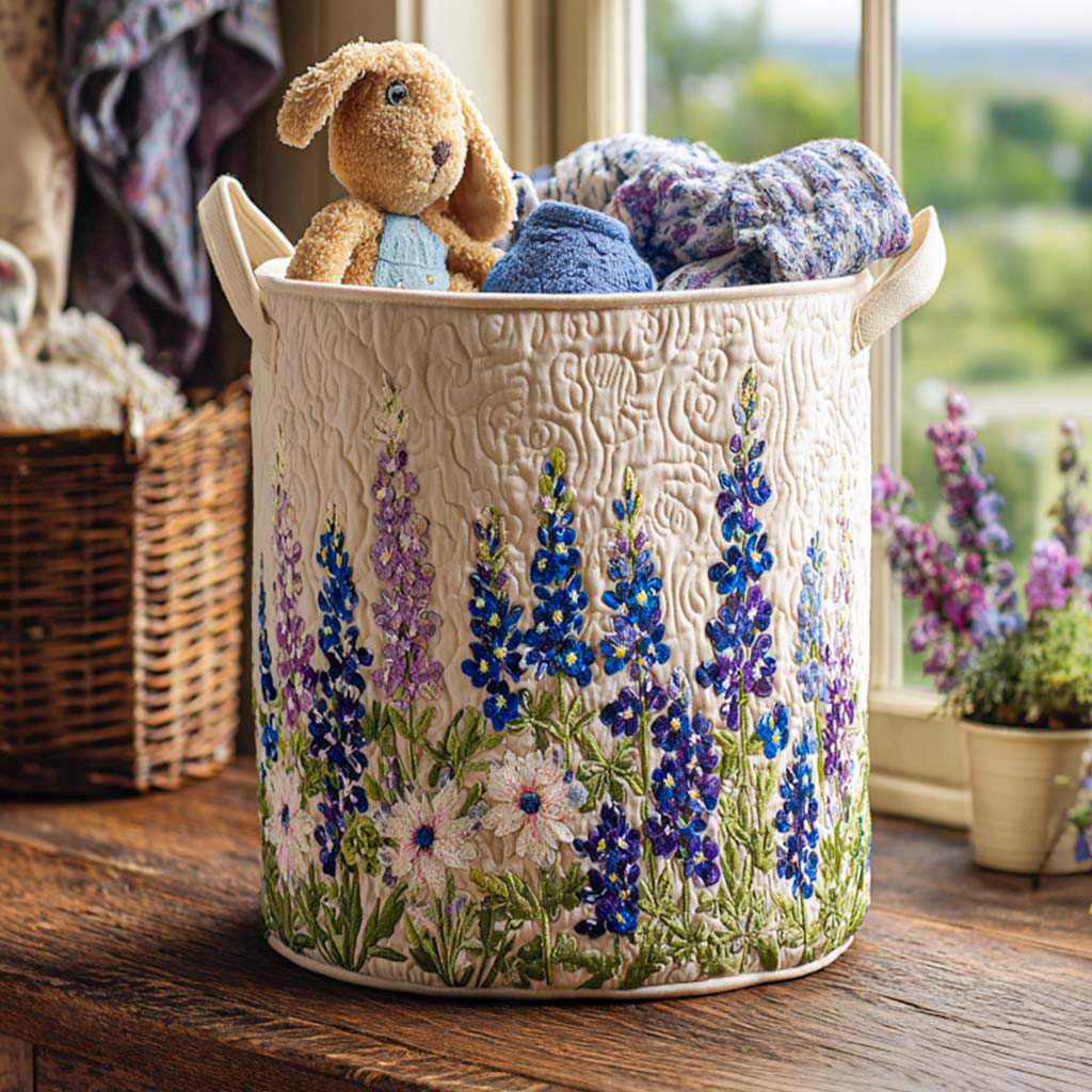 Margherita | Quiltet vasketøjskurv med blomstermotiv