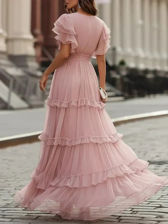Zoe | Elegant, lyserød maxi-kjole til brylluppet