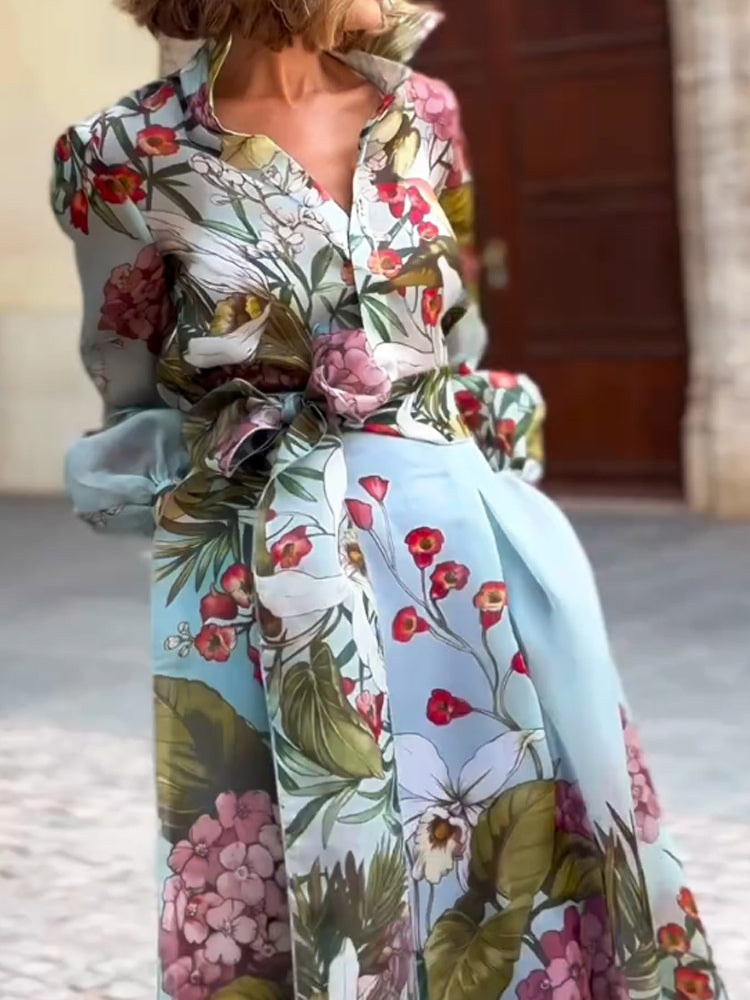Nicoline | Sæt med top og nederdel med blomsterprint