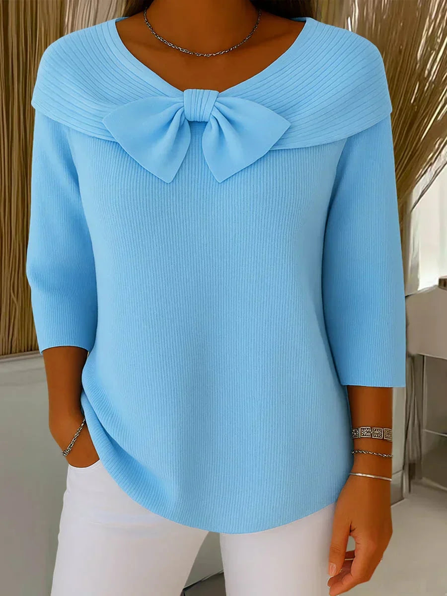 Mylie – Strikket Bluse med Rund Hals