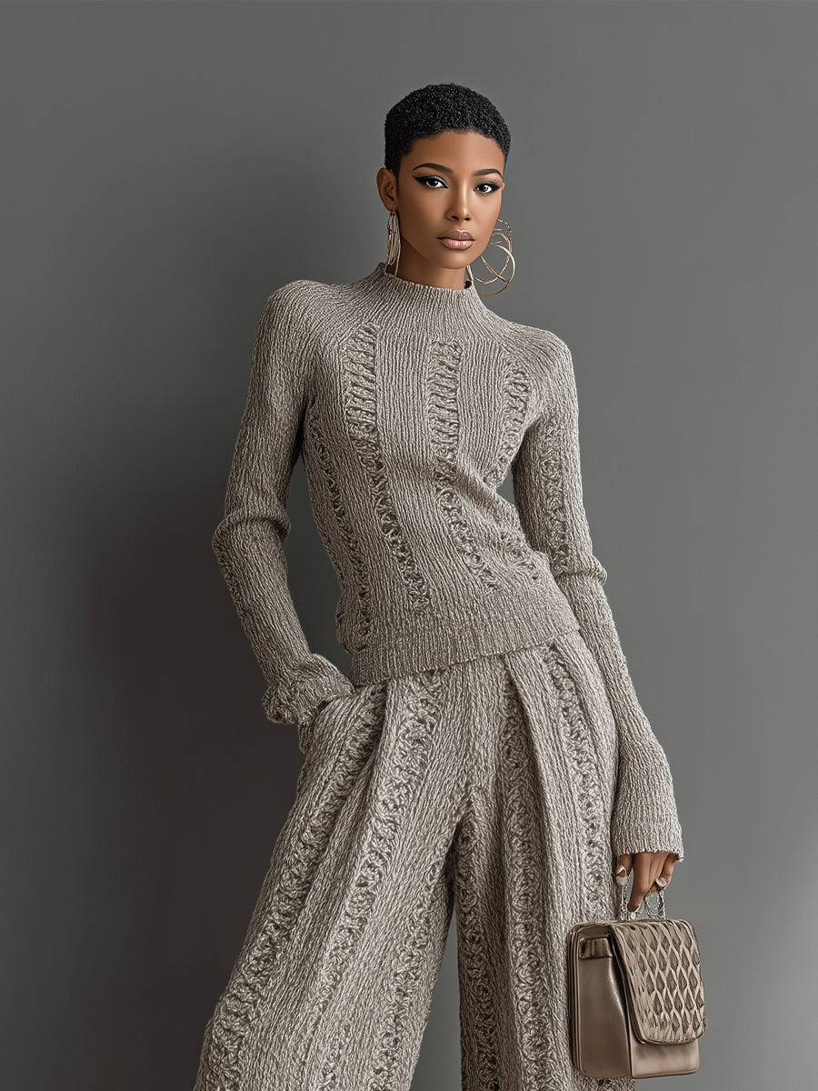 Maren | Raffineret strikket sweater- og buksesæt