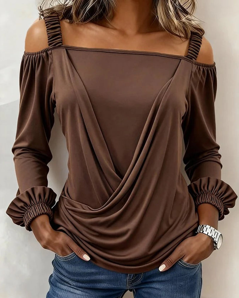 Freja | Off-shoulder top med krydsdetalje og pufærmer