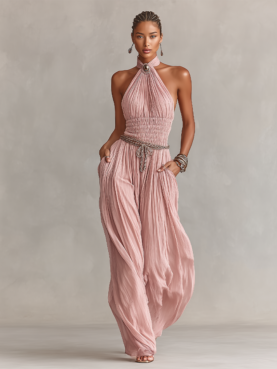 Celia | Elegant halter-jumpsuit med rynket talje