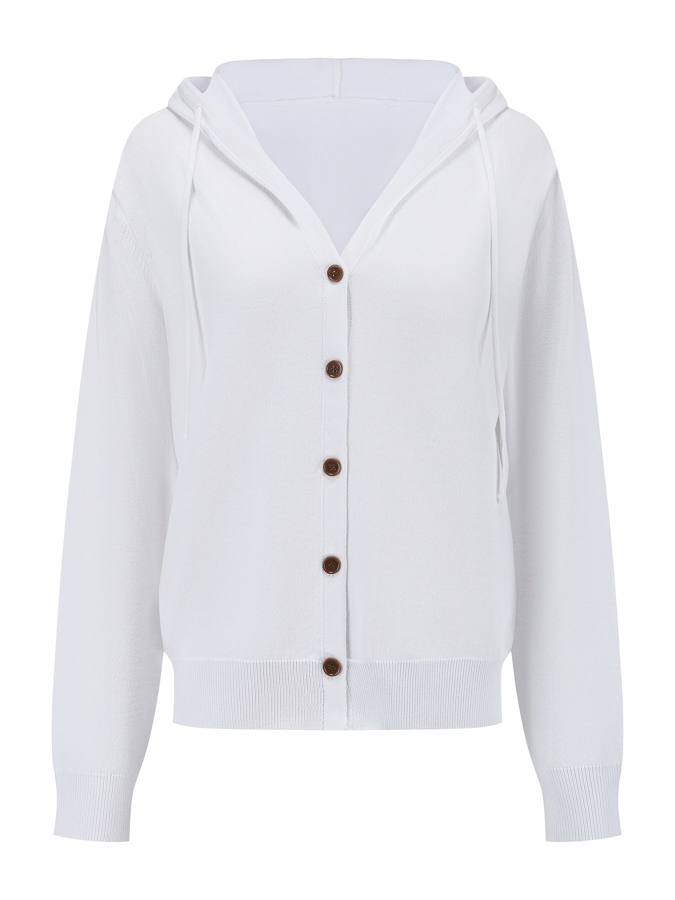 Astrid | Hvid cardigan med hætte og knapper